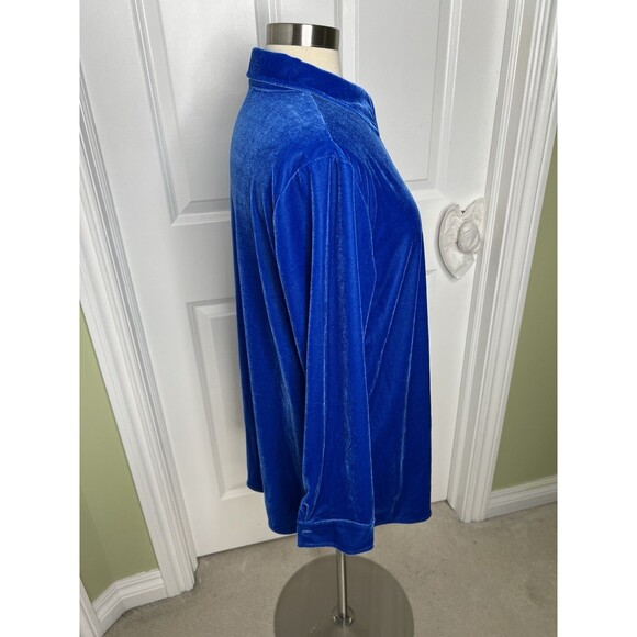 New Soft Surroundings Boyfriend Shirt Velvet Tunic 14-16 Large Cobalt Blue Boho - Picture 4 of 11